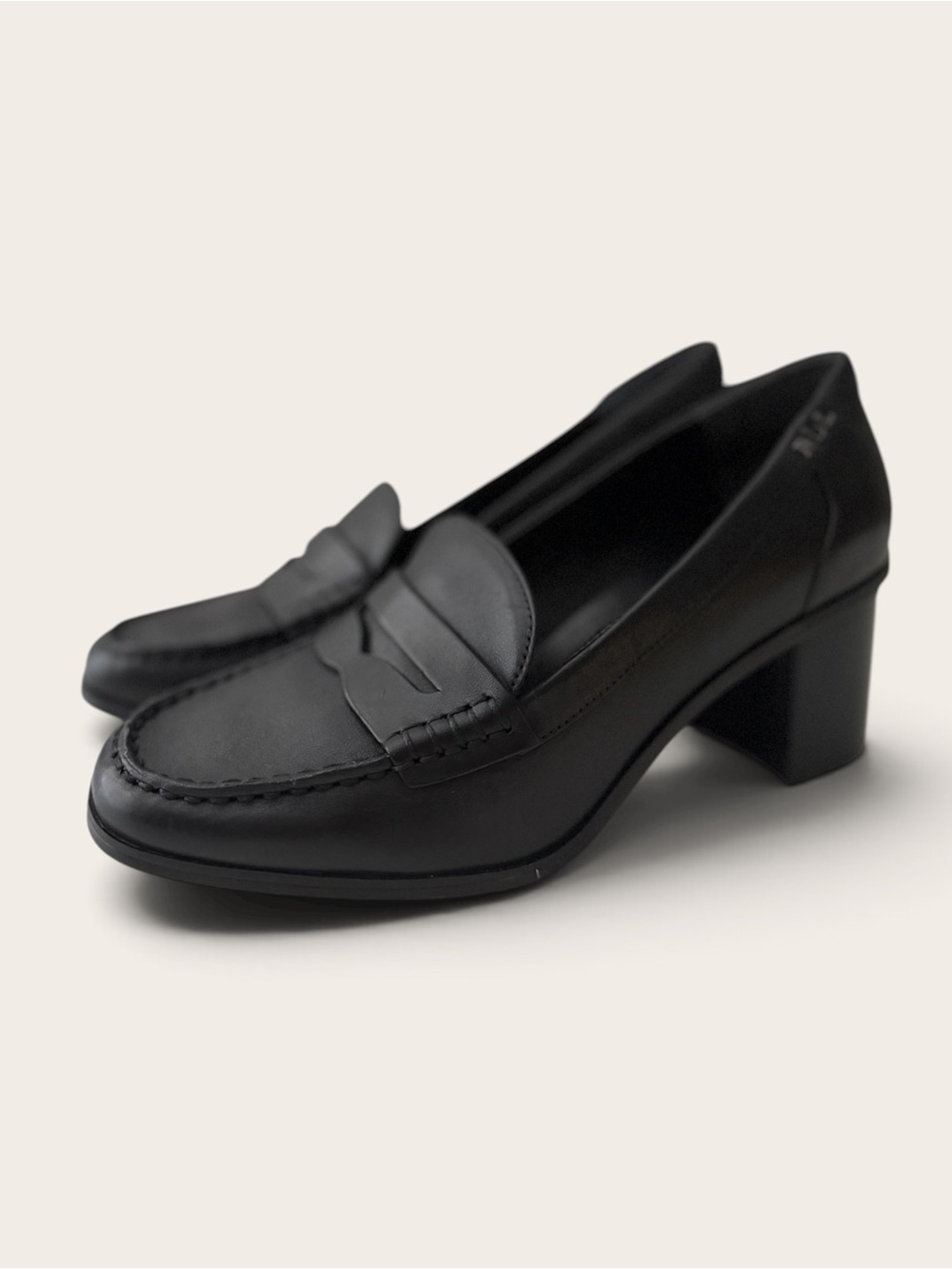Lauren Ralph Lauren Black Leather Block-Heel Loafers